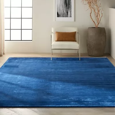 INDIAN HAND TUFTED CALVIN KLEIN 100% VISCOSE BLUE RUG 1.07 X 1.68M  • £174.50