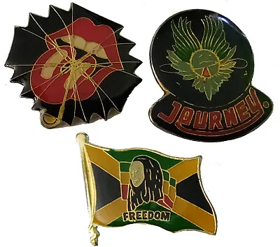 1980's Vintage PIN LOT Journey ROLLING STONES Bob Marley Rock Band Badge Lapel • $19.99