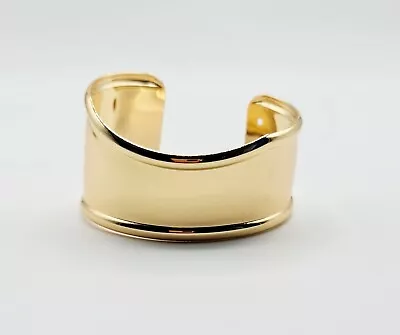 18k Gold Plated Chunky Wavy Bangle Cuff Bracelet Adjustable • £8.99