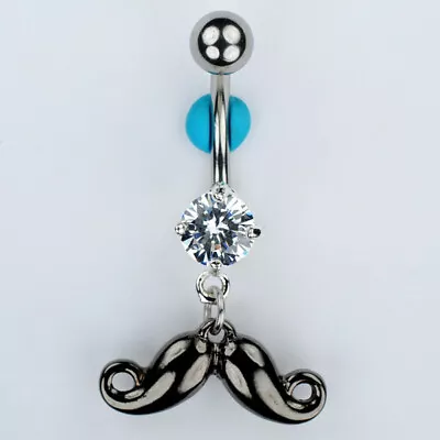 MUSTACHE Dangle Belly Button Ring Hipster French Stache  Navel Jewelry (C8) • $6.99