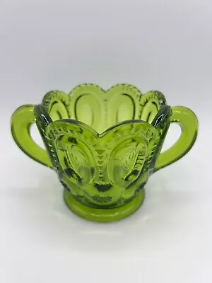 Vintage L.E. SMITH Moon And Stars Green Glass Open Sugar Bowl • $12