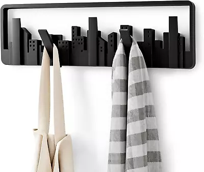 Umbra Vinyl Skyline Multi-Hook Wall-Mount Coat Rack Black • £34.19