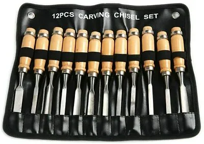 $19.88 • Buy 12 Piece Wood Carving Hand Chisel Tool Set Woodworking Professional Gouges NEW
