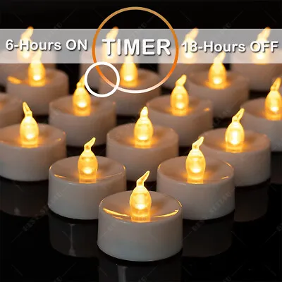 12Pcs Flameless Flickering Led Tea Lights Timer Votive Candles Battery Operated  • $11.99