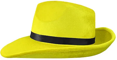 Unisex Adult Yellow Pop Gangster Fedora Hat Fancy Halloween Costume Accessory • $16.55