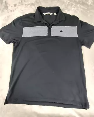 Travis Mathew Shirt Men's L Black Grey Polo Golf Cotton/Poly Blend *Read • $10