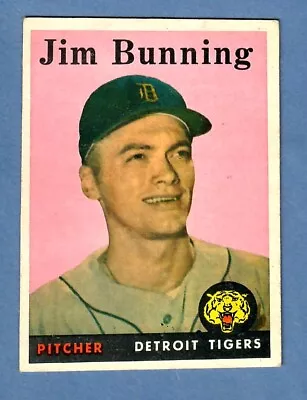1958 Topps Baseball Set Break #115- JIM BUNNING-TIGERS HOF HOF GREAT- VG-EX! • $1.99