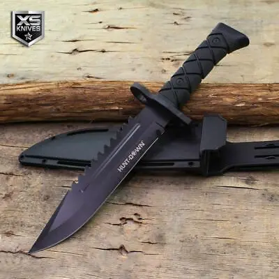 13.5  MILITARY Tactical Combat BOWIE Knife FIXED BLADE Hunting SURVIVAL + Sheath • $18.95