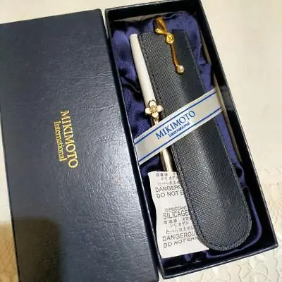 MIKIMOTO Pearl Ballpoint Pen Lip Brush Treble Clef Flower Set Silver Gold W/Box • $75