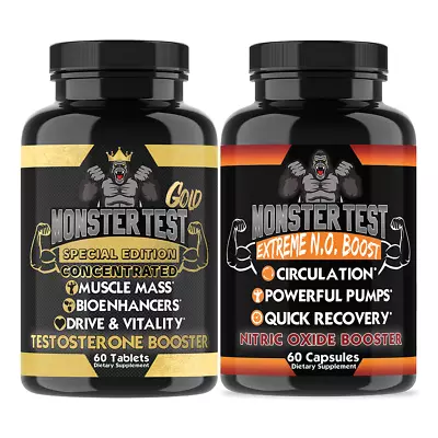 Testosterone Booster Monster Test Gold & Nitric Oxide - Muscle Mass • $39.99