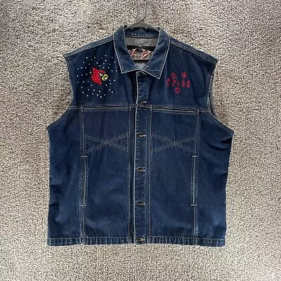 Vintage Marithe Francois Girbaud Vest Adult 4XL Blue Denim Louisville Cardinals • $40