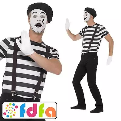 Smiffys Circus Gentleman Mime Artist Mens Fancy Dress Costume • £16.69