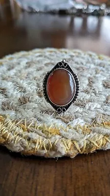 Vintage Southwest Sterling Jewelry Ring Coral Size 7 And 1/2 K3 • $14