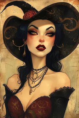 WITCHY LADY ART PRINT Fantasy Portrait Witch Poster Wall Decor Gothic D049 • $7.95