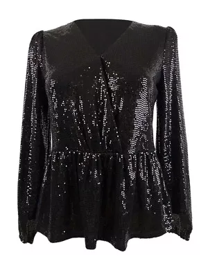 MICHAEL Michael Kors Women's Petites Mirror-Dot Crossover Top (PS Black) • $49.99