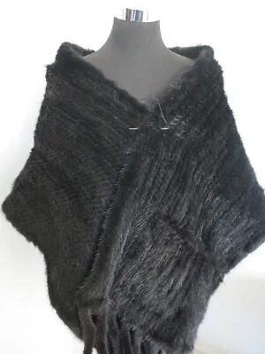 Braid Real Mink Fur Cape Fur Scarf  200*38 Cm Black Neck Wrap Handmade Gift • $99