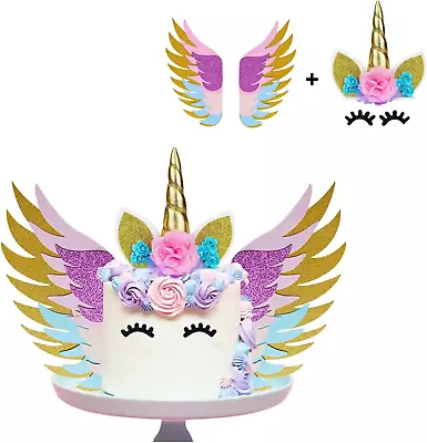 Unicorn Cake TopperHandmade Party Cake Decoration Supplies With Eyelashes An... • $13.52