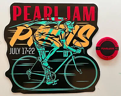 Pearl Jam Event Sticker & Button Pin Set! Paris France July 17 2022 Lollapalooza • $68.35