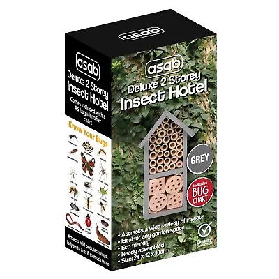 Wooden Insect Bee House Bug Hotel Shelter Garden Natural Woodside 2 Storey • £9.27