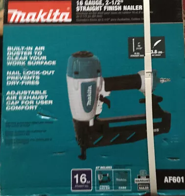 Makita AF601 16 Gauge Straight Pneumatic Finish Nailer 2-1/2  Nail Gun New • $157.02