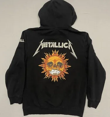 H&M Metallica Heavy Metal Rock Band Flame Sun Death Skull Grunge Hoodie Mens Med • $33.30