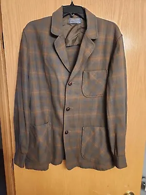 MCM Vintage Mens Pendleton Jacket Medium EUC Plaid Earth Tone • $59.99