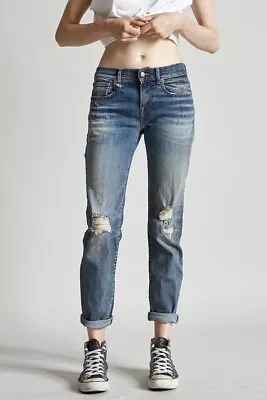 R13 Women’s Relaxed Skinny Jeans Size 26 Blue Denim Distressed • $74.99