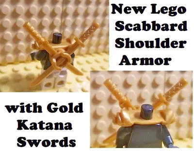 LEGO Gold Armor Scabbard With Swords Katana Ninja Warrior Weapons And Armor • $10.37