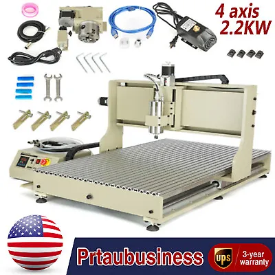 USB CNC 6090 4 Axis 2.2KW CNC Router Small Wood Metal Engraving Milling Machine • $2045.07