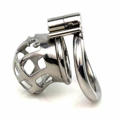 NEW Male Chastity Device Small Cage Metal Lock Belt CC414 Stainless Steel • $22.99