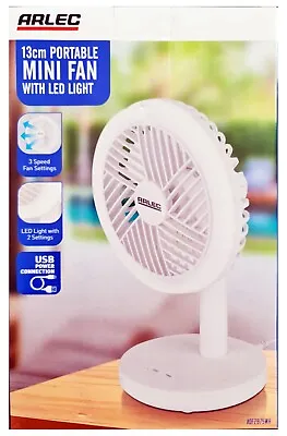 $39.99 • Buy Arlec 13cm Portable Mini Fan With LED Light/3 Speed