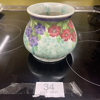 Antique E Radford Burslem Pottery Signed Vase Green Purple Pink Flowers 1261c F? • £11