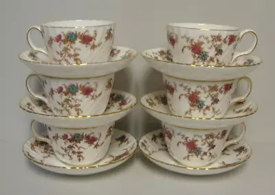 Minton ANCESTRAL 12 Piece Cup Saucer Set 6 CUPS 6 SAUCERS • $49.95