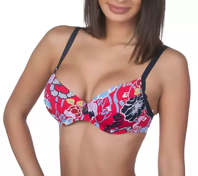 Panache Loren Underwire Floral Balconette Swim Bikini Top Swimwear • £7.95
