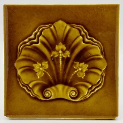 Antique Fireplace Tile Art Nouveau Majolica Tile Henry Richards 1906 AE5 • $37.33