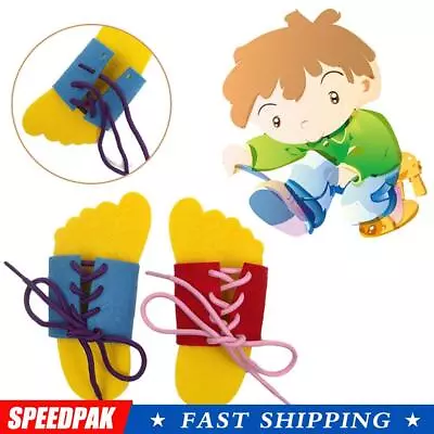 2x Kids Learn To Lace Tie Shoes Practice Lacing Learning Children's FA Shoe H9G3 • £2.81