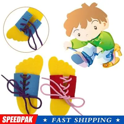 2x Kids Learn To Lace Tie Shoes Practice Lacing Learning Children's FA Shoe • £2.93