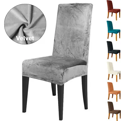 £6 • Buy 1-8X Stretch Velvet Dining Chair Covers Wedding Banquet Home Seat Slip Covers UK