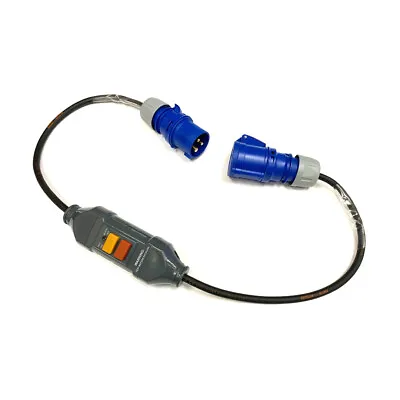 16Amp Plug To Inline RCD Safety Trip To 16Amp Socket IP44 Adaptor Converter Lead • £41.20