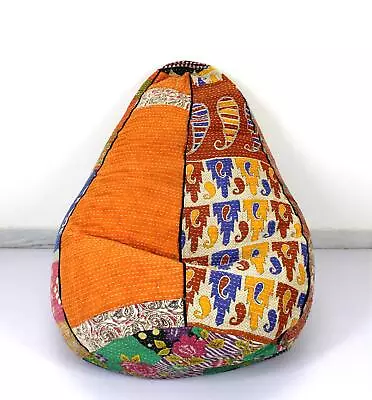 Handmade Vintage Cotton Kantha Floral Bohemian Home & Living Bean Bag Chairs • $49.99