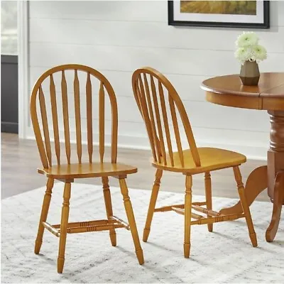 Simple Living Solid Wood Slat Back Dining Chairs Set Of 2 Oak Kitchen Durable • $142.67