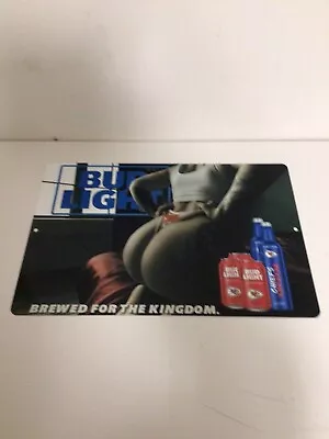 Bud Light Beer Brewed For The Kingdom Chiefs Bikini Model Metal Tin Sign • $25