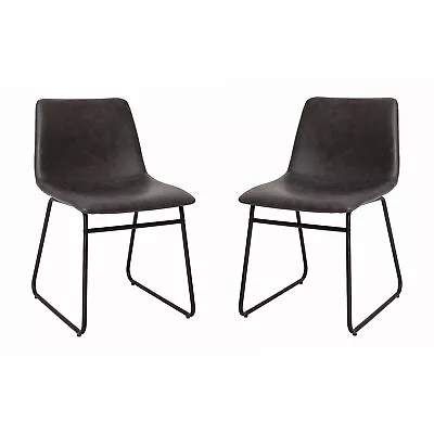 Flash Furniture Midcentury LeatherSoft Dining Chair Gray LeatherSoft/Black Frame • $193.34