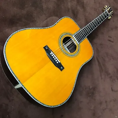 41 Inch D42 Series Solid Wood Surface Yellow Black Finger Folk Acoustic Guitar • $388