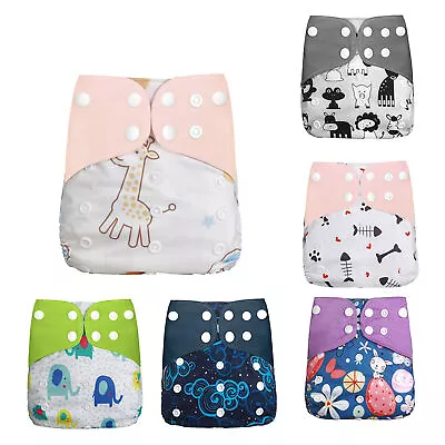  Cloth Diapers  Of 6 Adjustable Washable Resuable 2-Layer Design P2J5 • $28.81