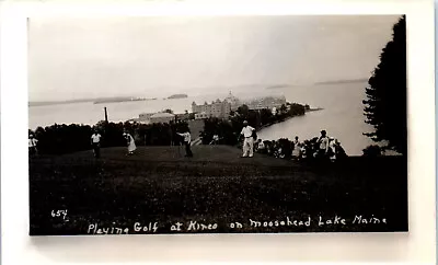 $22 • Buy 1920s Playing Golf At Kineo On Moosehead Lake ME Real Photo Postcard