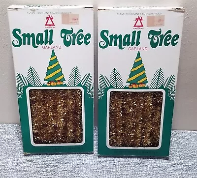 2 Boxes Vintage NATIONAL TINSEL SMALL Christmas TREE GOLD GARLAND 24 Feet Total • $18.95