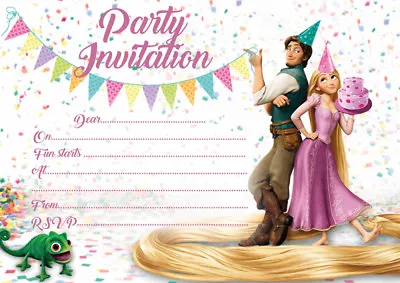 10 X Children Birthday Party Invitations Or Thank You Cards RAPUNZEL TANGLED • £4.99