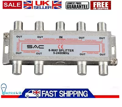 SAC 8 Way F Type Socket Cable TV / Aerial Signal Splitter 5 - 2400MHz AE5358 • £8.05