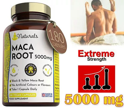 £14.99 • Buy Maca Root 5000mg - 180 Capsules - High Strength Black & Yellow Extract Tablets